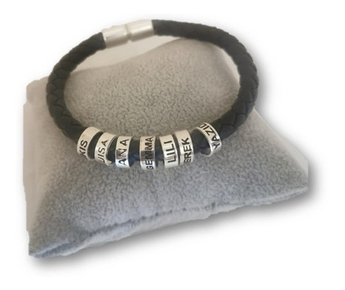 Pulsera Hombre Papa Personalizada Nombre 7 Aro Plata Fina