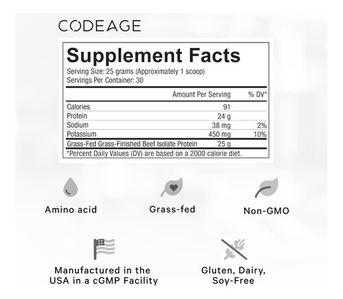 Proteína Aislada De Carne De Res Codeage 750 G