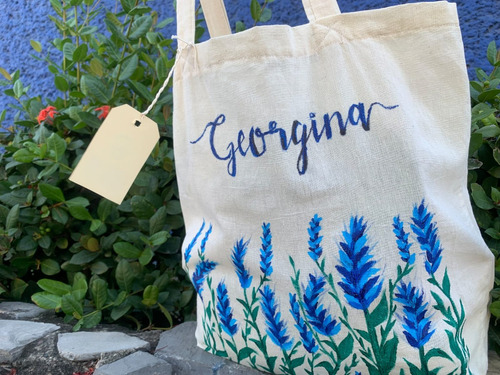 Tote Bag Georgina Name Azul By Ecobaggys