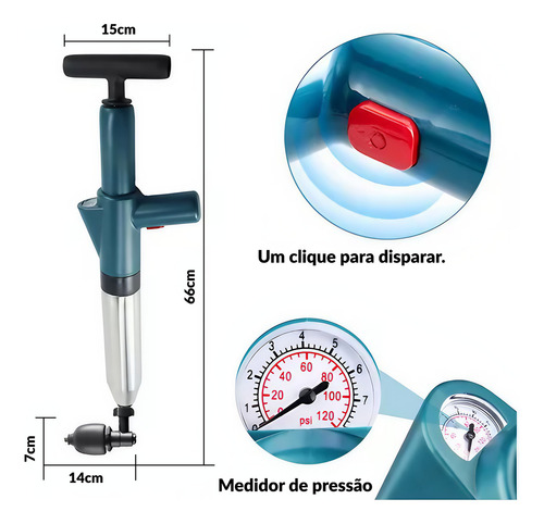 Desentupidor EasyGo Essentials Vaso Privada Pia Ralo Ar Alta Pressão Robusto