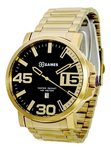 Relógio Dourado Masculino X-games Xmgs1018 P2kx Fundo Preto