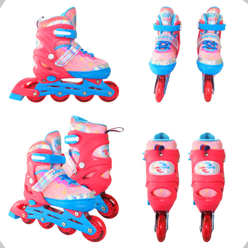 Patins Inline Infantil Com Kit Proteção Completo Com Led