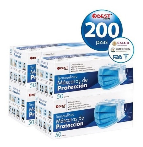Imagen 1 de 10 de 200 Cubrebocas Tricapa, Mascarilla Termosellado, Tapabocas