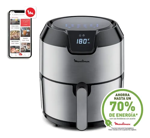 Freidora De Aire Digital INOX XL Moulinex Easy Fry Deluxe 4,2lts 16 funciones 8 programas 1500w