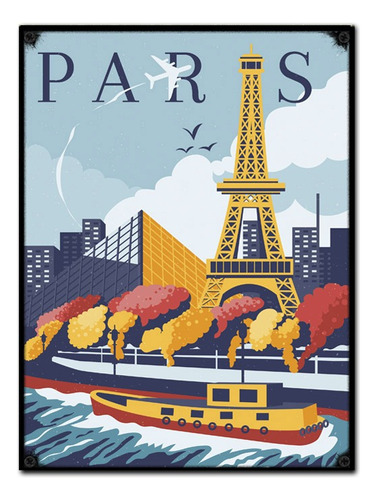 #1141 - Cuadro Vintage 30 X 40 Paris Francia Poster No Chapa