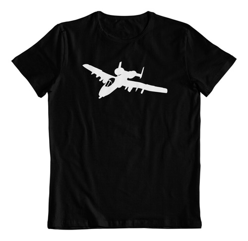 Polera Negra Algodon - Dtf - Avion A-10 Aerotransportador