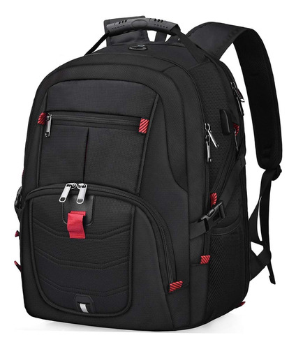 Mochila De Viaje Tsa Antirrobo Con Entrada Usb-negro/rojo