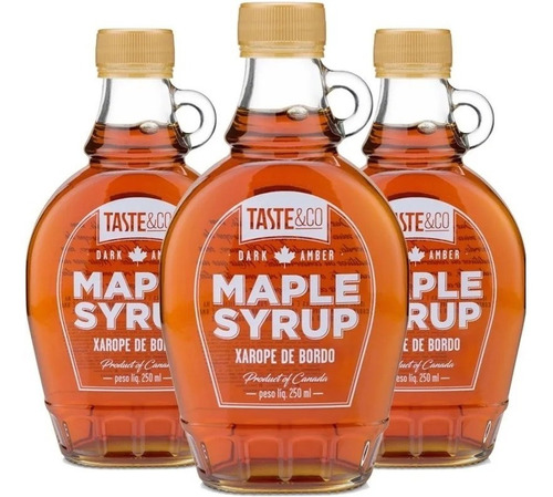 Kit 3 Xarope De Bordo Maple Canadense Syrup Taste & Co 250ml
