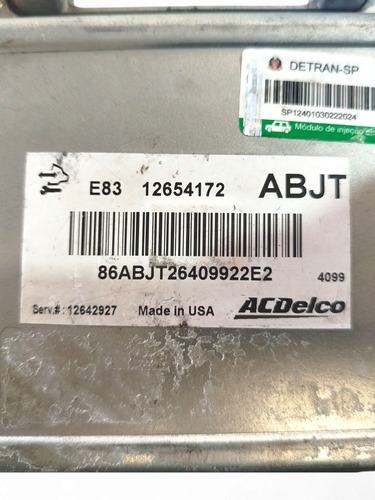 Módulo Injeção Gm Onix Prisma Cobalt 1.4 2014/15 12654172
