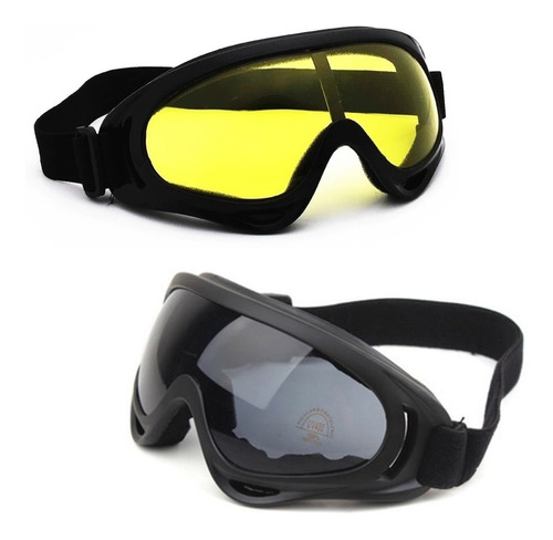 Kit 2 Óculos Jet Ski Esqui Snowboard Neve Paintball Uva Uvb Cor da armação Preto Cor da lente Preto e amarelo