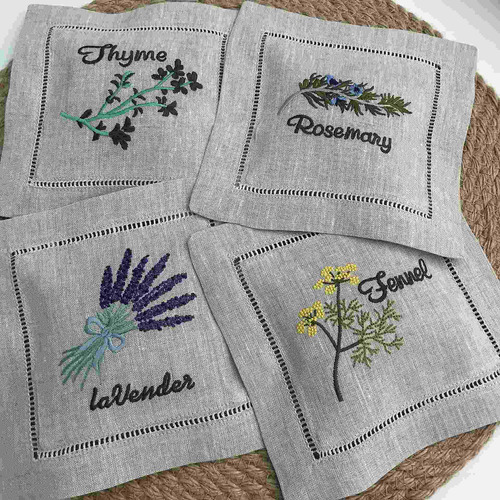 Bolsa Almohada Bordada Lavanda Bordado Floral Cojin Lino