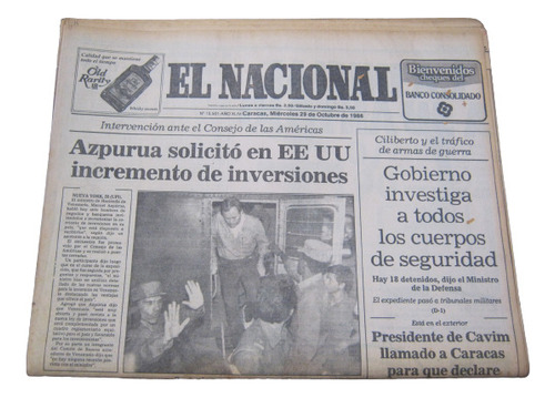 Periodico El Universal Miercoles 29 De Octubre 1986 Original