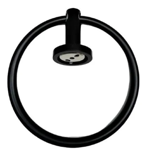 Toallero Circular De Aluminio Negro Mate 17 Cm.