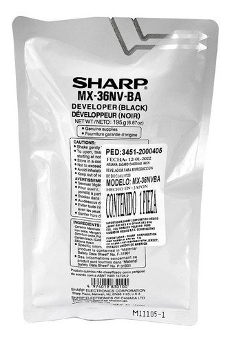 Sharp Revelador Mx36nvba / Mx2610 2640 3115 3140 3610 3640n