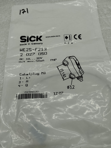 Sick We2s-f213 2027050 Sensor Fotoelectrico Pnp M8