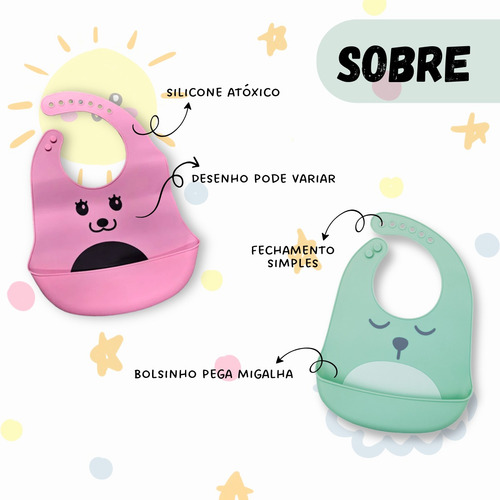 Babador Em Silicone Com Pega Cata Migalhas Atóxico Infantil