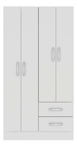 Armario Ropero Versátil Blanco 170x90x36 Cm: 4 Puertas, 2 Cajones, Amplios Estantes Y Perchero, Diseño Adaptable Para Cocina, Dormitorio O Recibidor, Fabricado En Mdp, Ideal Para Organización