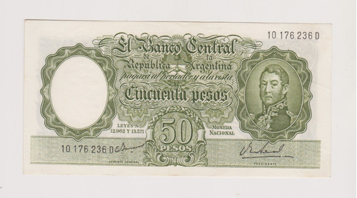Billete Argentina 50 $ Bottero 2024 Año 1967 Excelente +