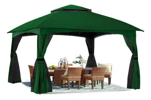 Kiosco De Patio 3x3.6 Metros Con Red Y Cubierta De Poste