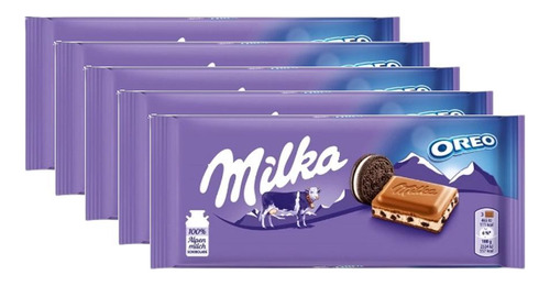 Kit 5 Chocolate Milka Recheado Oreo 100g