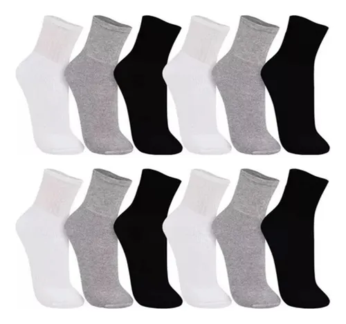 Kit 12 Pares Meia Cano Alto Unissex Atacado Cores Barato