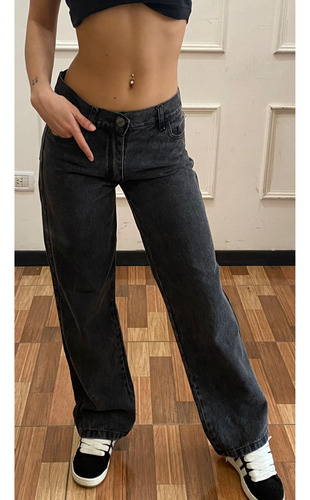 Jean Osadas Pantalon Mom Wide Leg Dama Tiro Medio Bajo