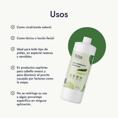 Imagen 4 de 9 de Tónico Facial Agua De Pepino 100% Natural 1 L