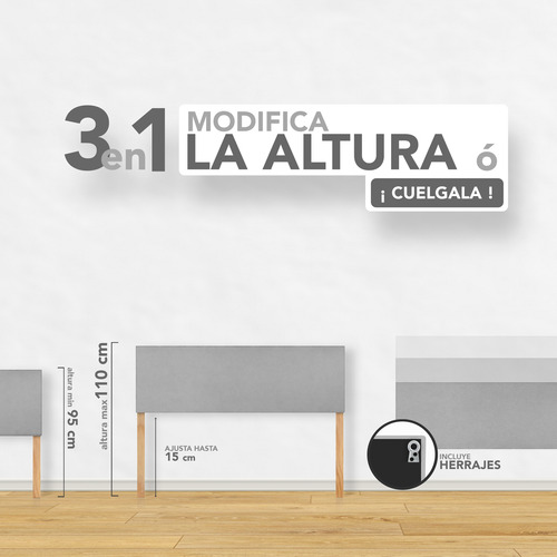 Cabecera King Size Dotico Con Botones Altura Ajustable