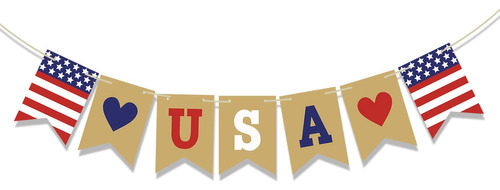 Banner De Estados Unidos Guirnalda Patritica Banderines 4 De
