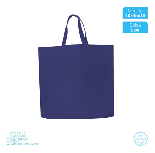 Imagen 1 de 1 de 100 Bolsas Ecológicas Lisas 40x45x10 Cm