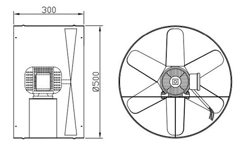 Exaustor Axial 50 Cm Bivolt Motor Weg - 4 Polos Alta Rotação