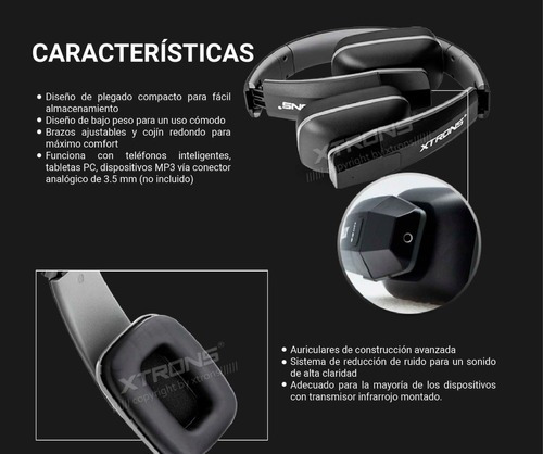 Imagen 4 de 7 de Audifonos Infrarrojos Inalámbricos Doble Canal Estéreo