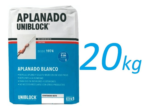 Uniblock Aplanado Cemento Reforzado Revoque Sellador 20kg