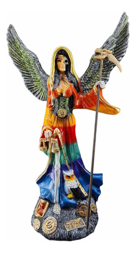 Santa Muerte Hechicera Encarnada 7 Potencias 58 Cm Curada 