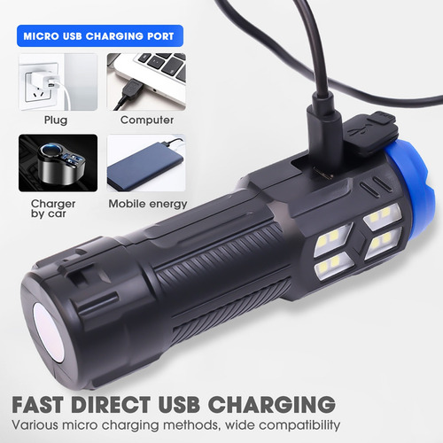 Linterna De Carga De Luz Fuerte Con Zoom Led