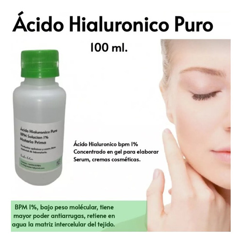 Acido Hialuronico  Puro 100 Ml En Gel / Antiage