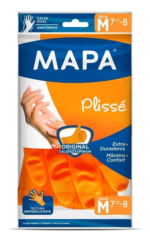 Imagen 1 de 1 de Guantes Mapa Plisse Talle M Medianos Anatómicos 1 Par