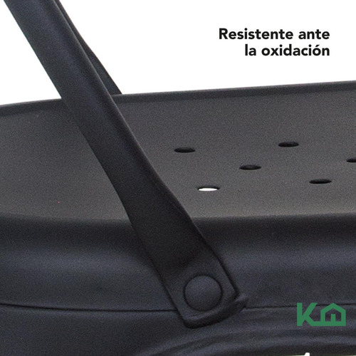 Silla Tolix Set De 2 Piezas Acero Galvanizado Comedor Restaurante Exterior Color Negro Kingshouse