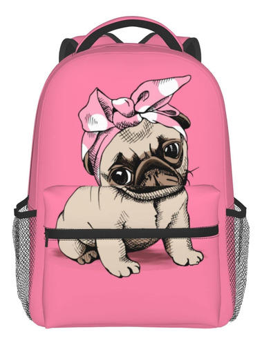 Mochila Escolar Fehuew Con Diseno De Pug