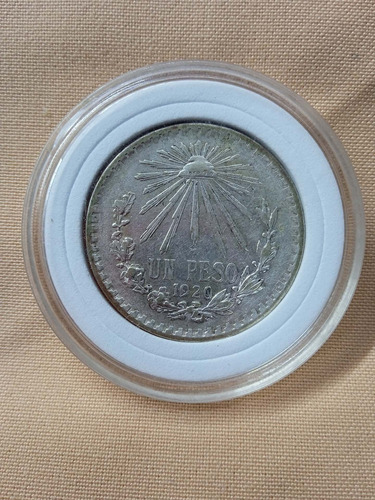 Moneda De Un Peso Resplandor 1920 Plata Ley .720
