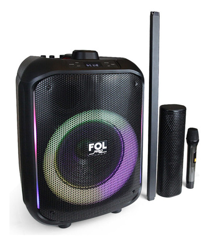 Fol Bocina Torre De Sonido Portatil Recargable Con Microfono Negro