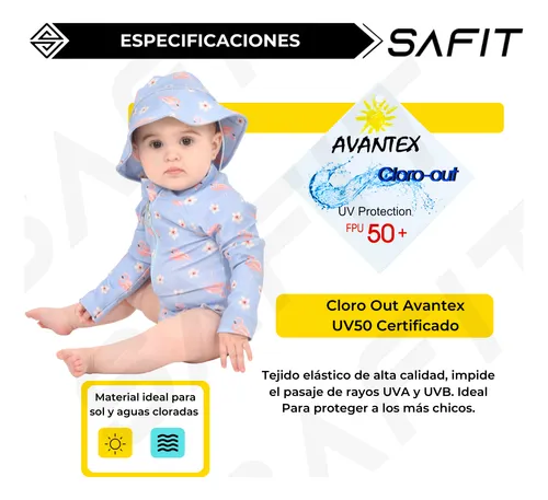 Malla Enterito Body + Gorro Piluso Bebé Filtro Solar Uv Agua