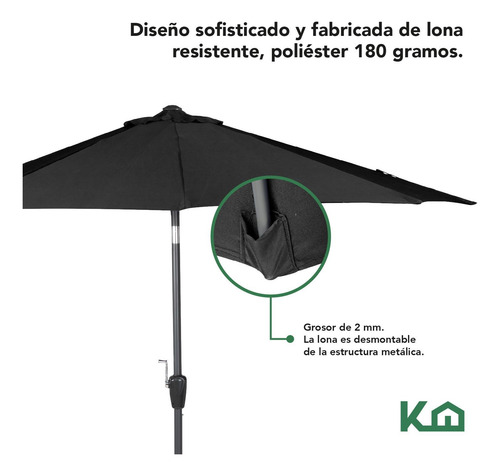 Sombrilla Para Jardín 2.70mts Angulo De Inclinacion Patio