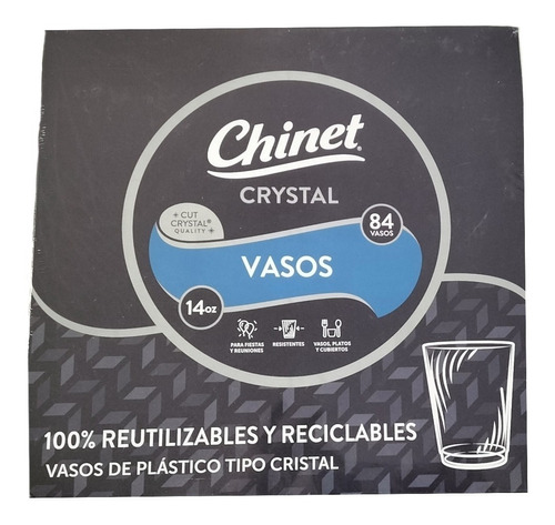 Vasos Desechables Chinet Tipo Cristal 14 Oz Con 84 Piezas