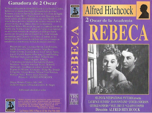 Rebeca Vhs Alfred Hitchcock Laurence Olivier Vhs Nuevo