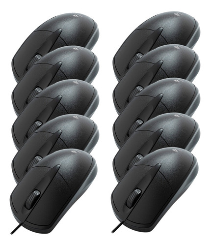 Mouse Usb Preto Com Fio Ms-31bk C3tech Kit Com 10 Atacado