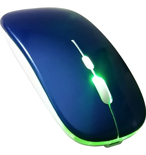 Mouse Inalámbrico Recargable Bluetooth Dual Led Rgb - Azul