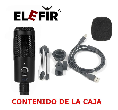 Imagen 2 de 10 de Microfono Condenser Usb Elefir At2020 Tripode Pc Mac Premium