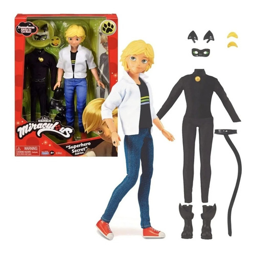 Muñeco Adrien A Cat Noir Articulado Ropa Miraculous Deluxe