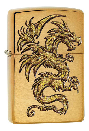 Encendedor Zippo Color Dorado Diseño Dragon Alado